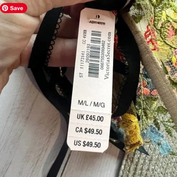 NWT VS DREAM ANGELS Garter Belt SWEET PRALINE Embroider Floral M/L yellow - Picture 2 of 11